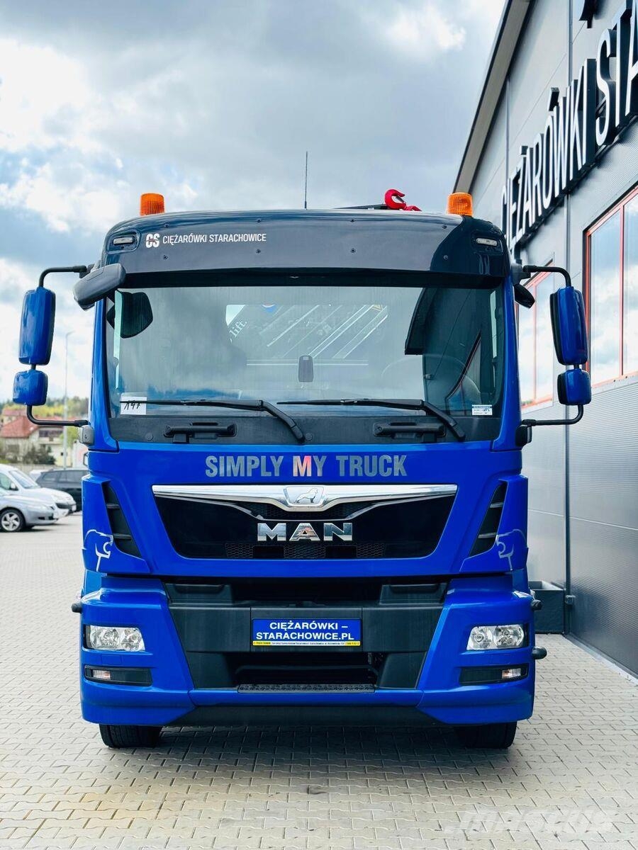 MAN TGM 18.250 skrzyniowy z HDS / żuraw z pilotem oraz Camiones plataforma