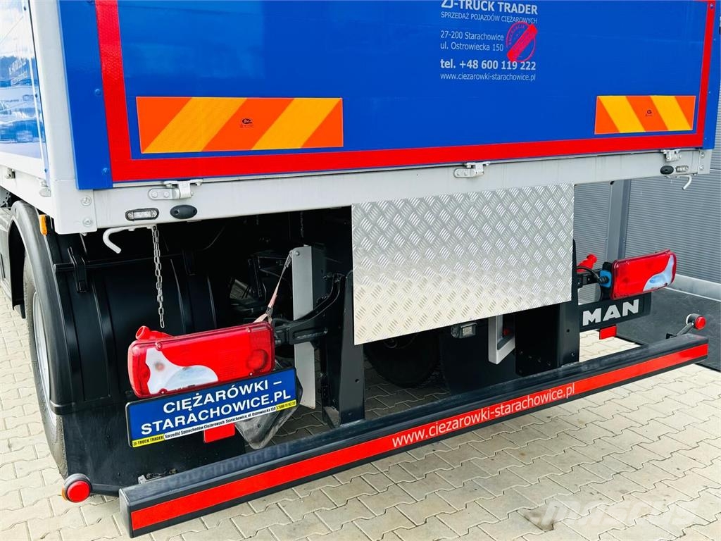 MAN TGM 18.250 skrzyniowy z HDS / żuraw z pilotem oraz Camiones plataforma
