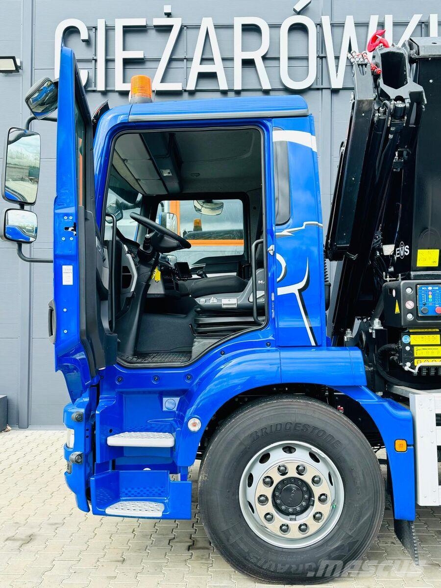 MAN TGM 18.250 skrzyniowy z HDS / żuraw z pilotem oraz Camiones plataforma