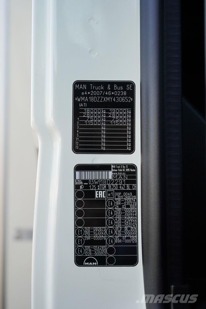 MAN TGM / 18.250 / ACC / EURO 6 / CHŁODNIA + WINDA / 1 شاحنات بدرجة حرارة قابلة للضبط