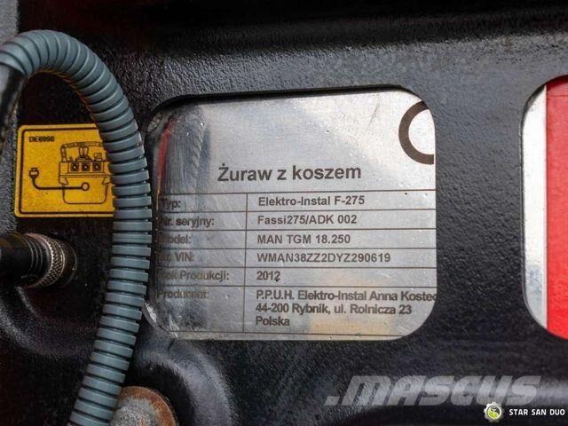 MAN TGM 18.250 4x4 FASSI 275 2.25 Crane Kran Baske Flatbed kamyonlar