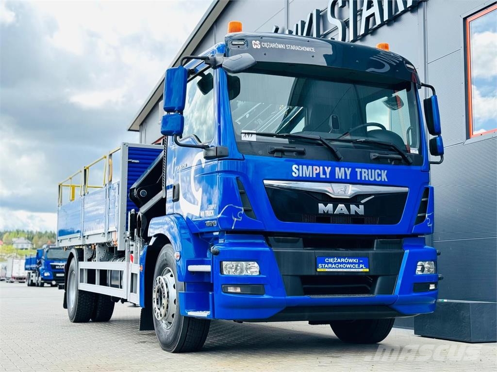 MAN TGM 18.250 skrzyniowy z HDS / żuraw z pilotem oraz Camiones plataforma