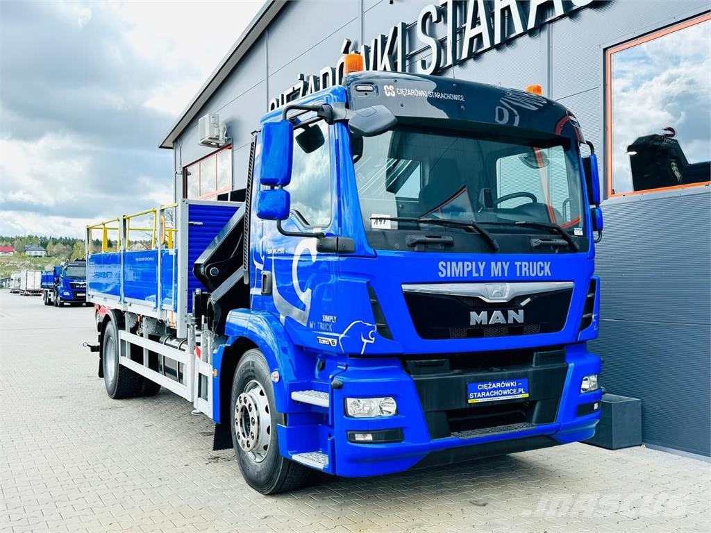 MAN TGM 18.250 skrzyniowy z HDS / żuraw z pilotem oraz Camiones plataforma