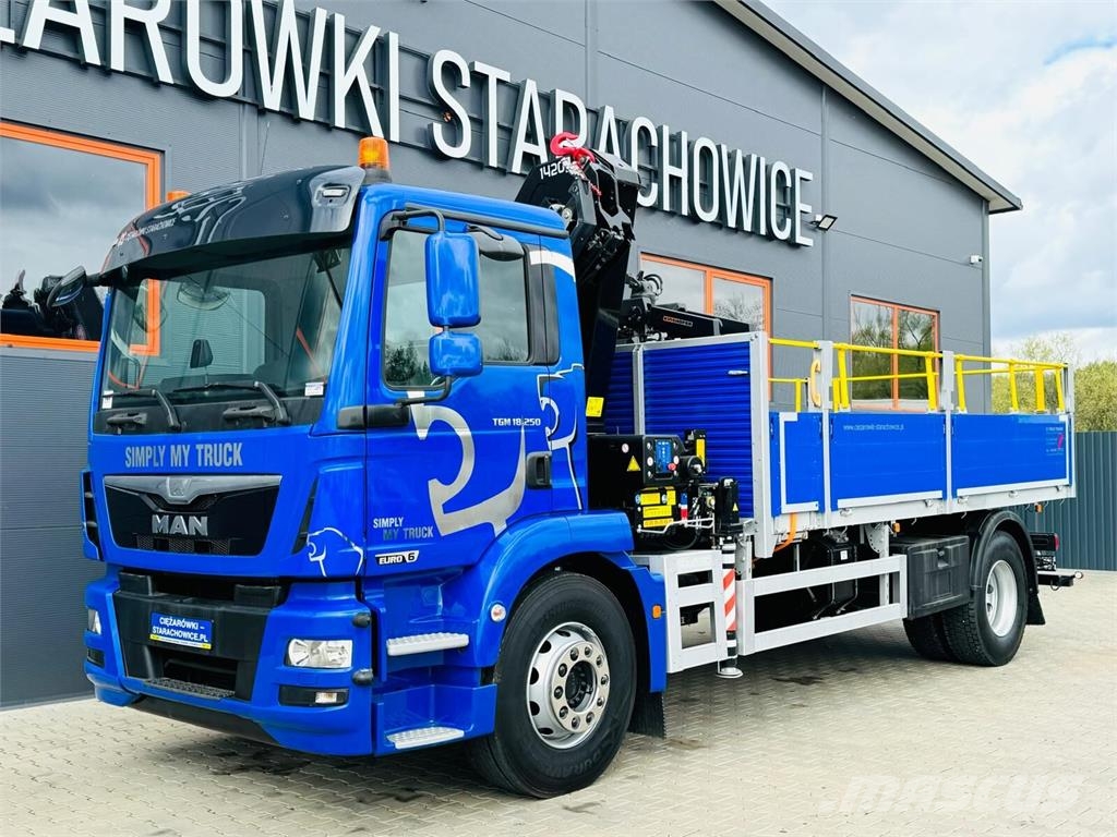 MAN TGM 18.250 skrzyniowy z HDS / żuraw z pilotem oraz Camiones plataforma