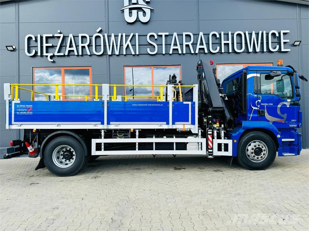 MAN TGM 18.250 skrzyniowy z HDS / żuraw z pilotem oraz Camiones plataforma