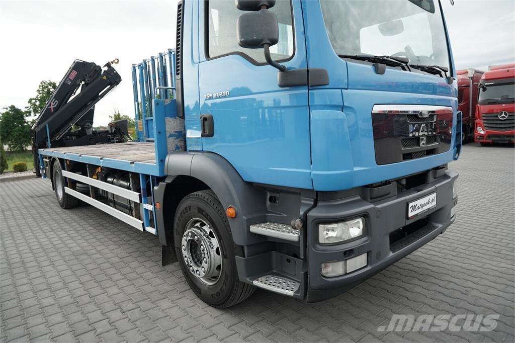 MAN TGM 18.290 / 4X2 / DO PRZEWOZU SZKŁA / HDS HIAB 12 Semirremolques de transporte de vidrio