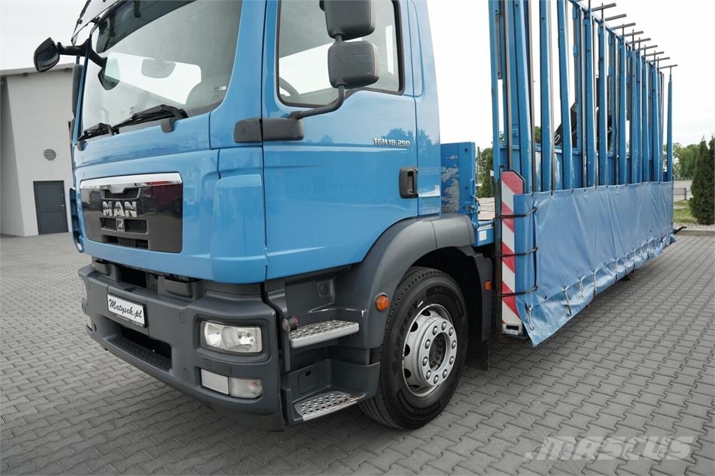 MAN TGM 18.290 / 4X2 / DO PRZEWOZU SZKŁA / HDS HIAB 12 Semirremolques de transporte de vidrio