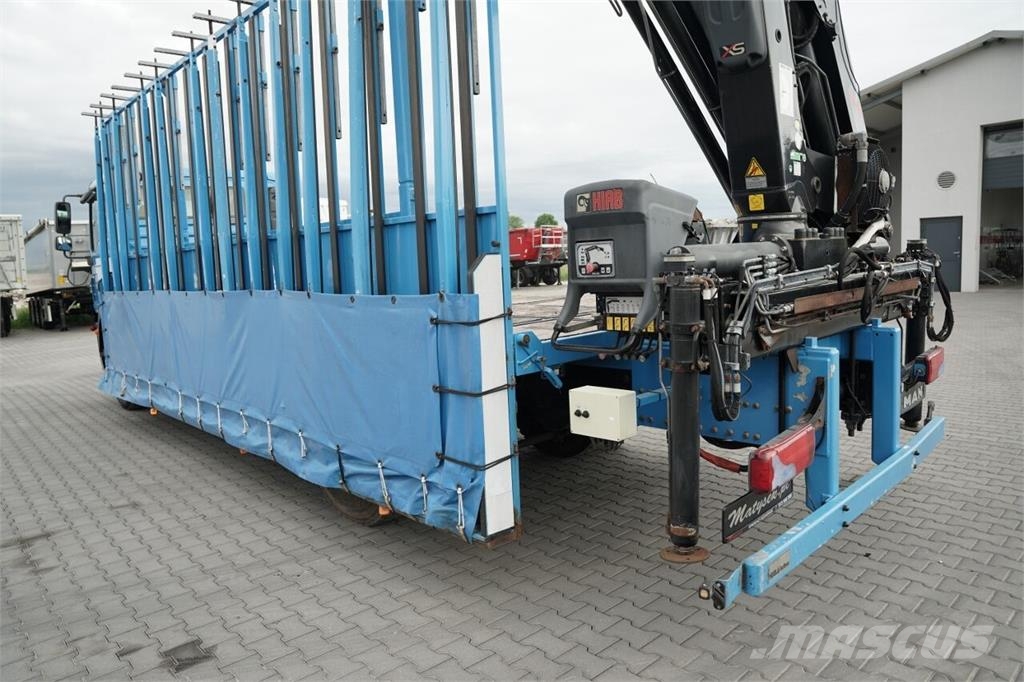 MAN TGM 18.290 / 4X2 / DO PRZEWOZU SZKŁA / HDS HIAB 12 Semirremolques de transporte de vidrio