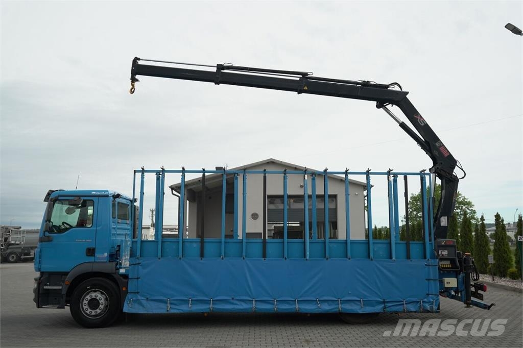 MAN TGM 18.290 / 4X2 / DO PRZEWOZU SZKŁA / HDS HIAB 12 Semirremolques de transporte de vidrio