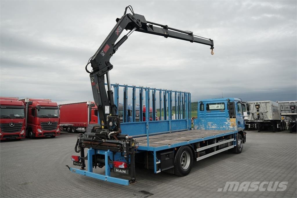 MAN TGM 18.290 / 4X2 / DO PRZEWOZU SZKŁA / HDS HIAB 12 Semirremolques de transporte de vidrio