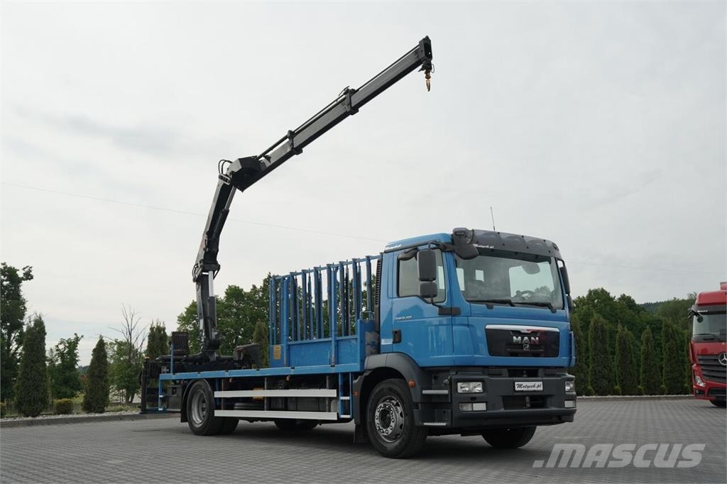 MAN TGM 18.290 / 4X2 / DO PRZEWOZU SZKŁA / HDS HIAB 12 Semirremolques de transporte de vidrio