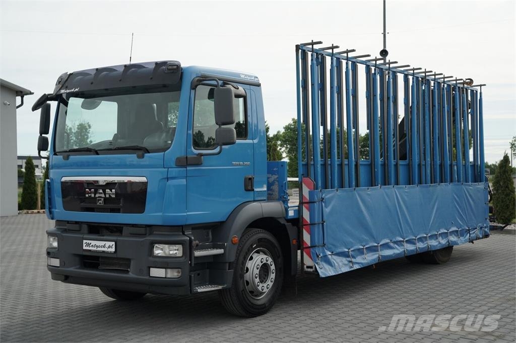 MAN TGM 18.290 / 4X2 / DO PRZEWOZU SZKŁA / HDS HIAB 12 Semirremolques de transporte de vidrio