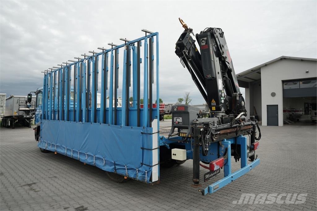 MAN TGM 18.290 / 4X2 / DO PRZEWOZU SZKŁA / HDS HIAB 12 Semirremolques de transporte de vidrio