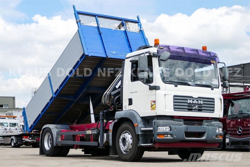 MAN TGM 18.330 Tiper Truck / HIAB Crane / Radio Remote Самосвал