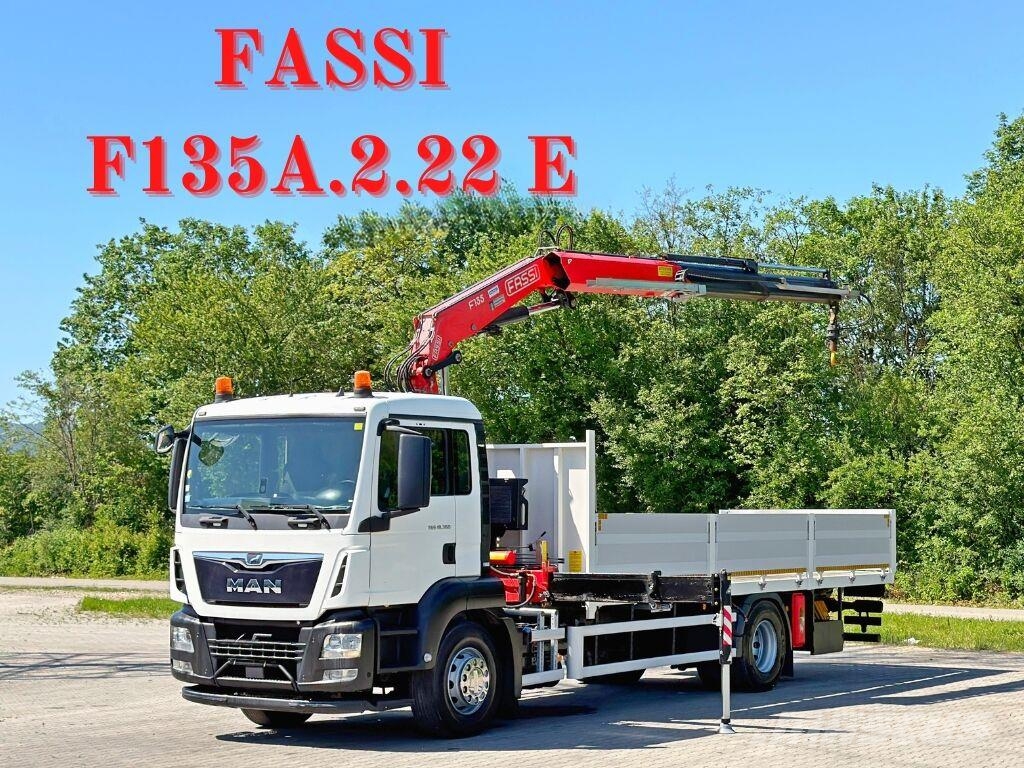 MAN TGS 18.360 * FASSI F135A.2.22 + FUNK *TOPZUSTAND Flatbed kamyonlar