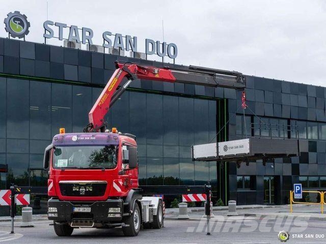 MAN TGS 18.440 4x4H PALFINGER PK 23002 Crane Tracto شاحنات مسطحة/مفصلية الجوانب