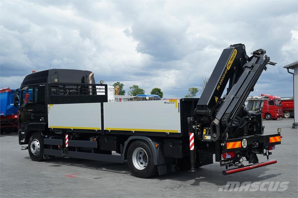 MAN TGS 18.460 / 4X2 / BURTOWA / HDS PALFINGER PK 2300 شاحنات مسطحة/مفصلية الجوانب