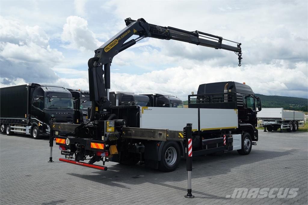 MAN TGS 18.460 / 4X2 / BURTOWA / HDS PALFINGER PK 2300 شاحنات مسطحة/مفصلية الجوانب