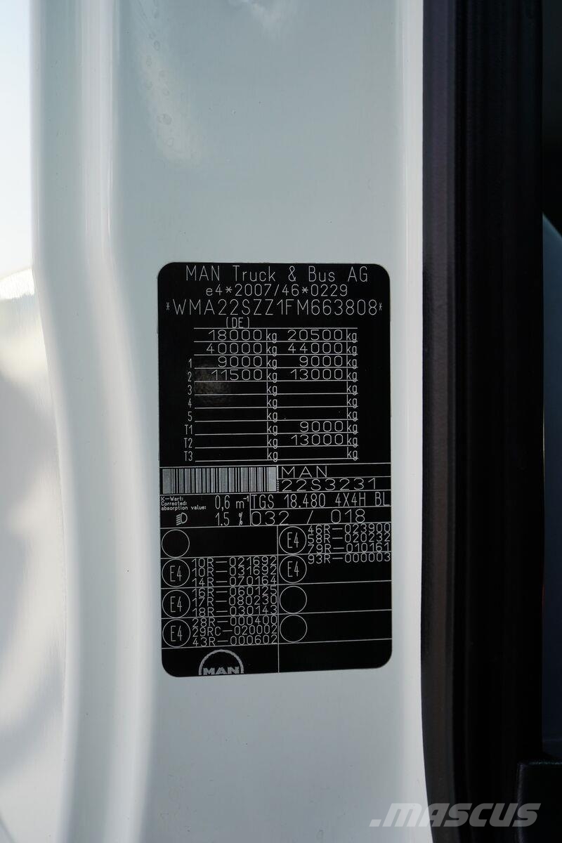 MAN TGS / 18.480 / E 6 / 4 X 4 / WYWROTKA + HDS / PALF Bañeras basculantes usadas