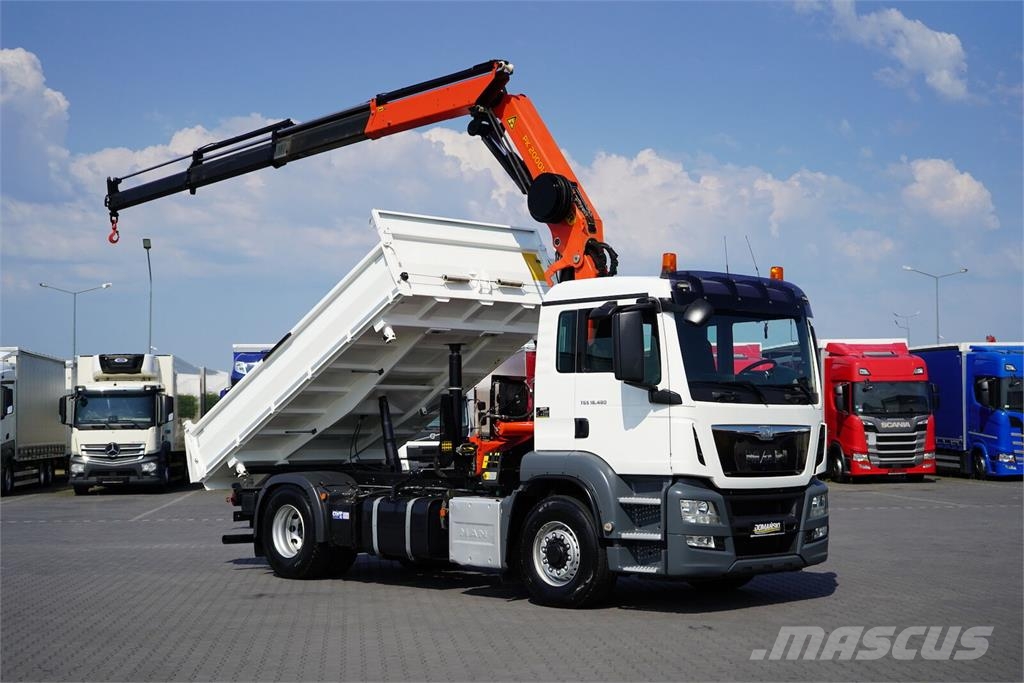 MAN TGS / 18.480 / E 6 / 4 X 4 / WYWROTKA + HDS / PALF Bañeras basculantes usadas