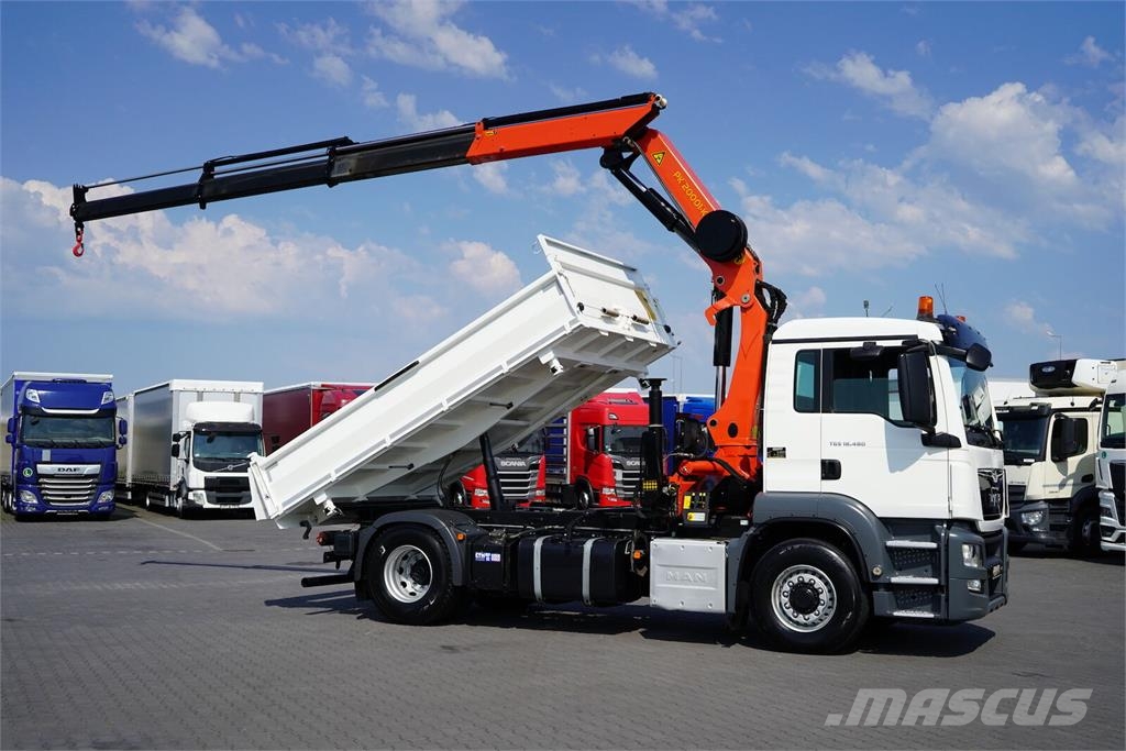 MAN TGS / 18.480 / E 6 / 4 X 4 / WYWROTKA + HDS / PALF Bañeras basculantes usadas