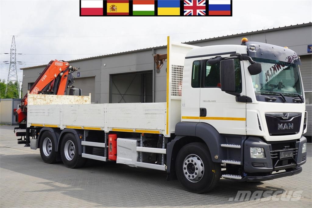 MAN TGS 26.420 6x4 / Fassi F215A.2.24 / remote control Platte bakwagens