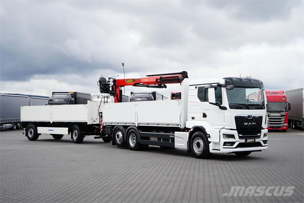 MAN TGS / 26.470 / 6 X 2 / ZESTAW SKRZYNIOWY + HDS / P Ciężarówki typu Platforma / Skrzynia