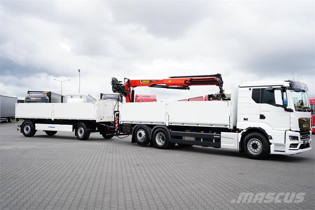 MAN TGS / 26.470 / 6 X 2 / ZESTAW SKRZYNIOWY + HDS / P Ciężarówki typu Platforma / Skrzynia