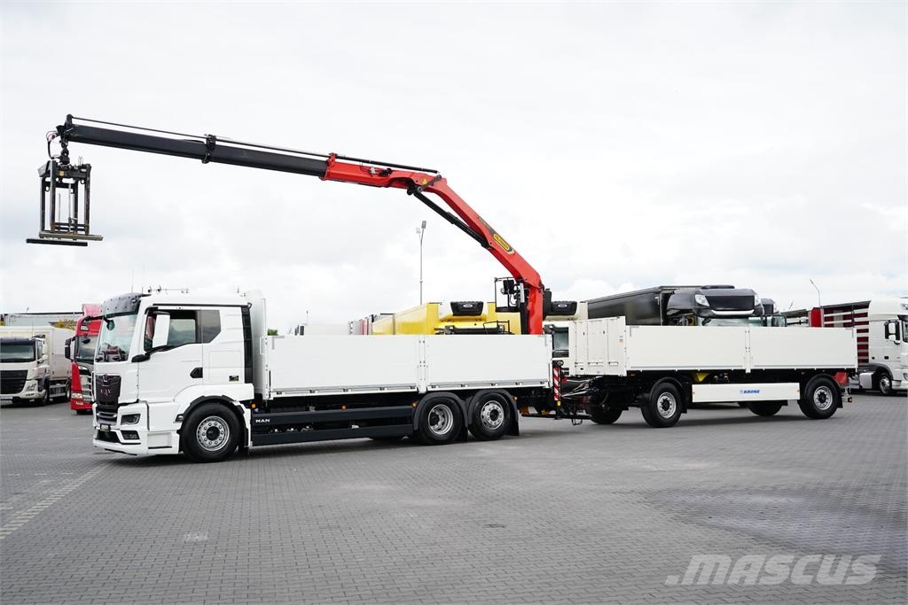 MAN TGS / 26.470 / 6 X 2 / ZESTAW SKRZYNIOWY + HDS / P Ciężarówki typu Platforma / Skrzynia