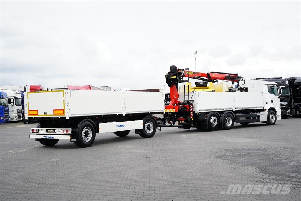 MAN TGS / 26.470 / 6 X 2 / ZESTAW SKRZYNIOWY + HDS / P Ciężarówki typu Platforma / Skrzynia