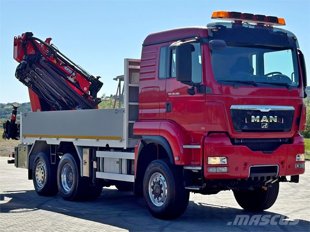 MAN TGS 28.480 * EFFER 255/5S + JIB 3S + FUNK * 6x4 * 플랫베드/드롭사이드 트럭