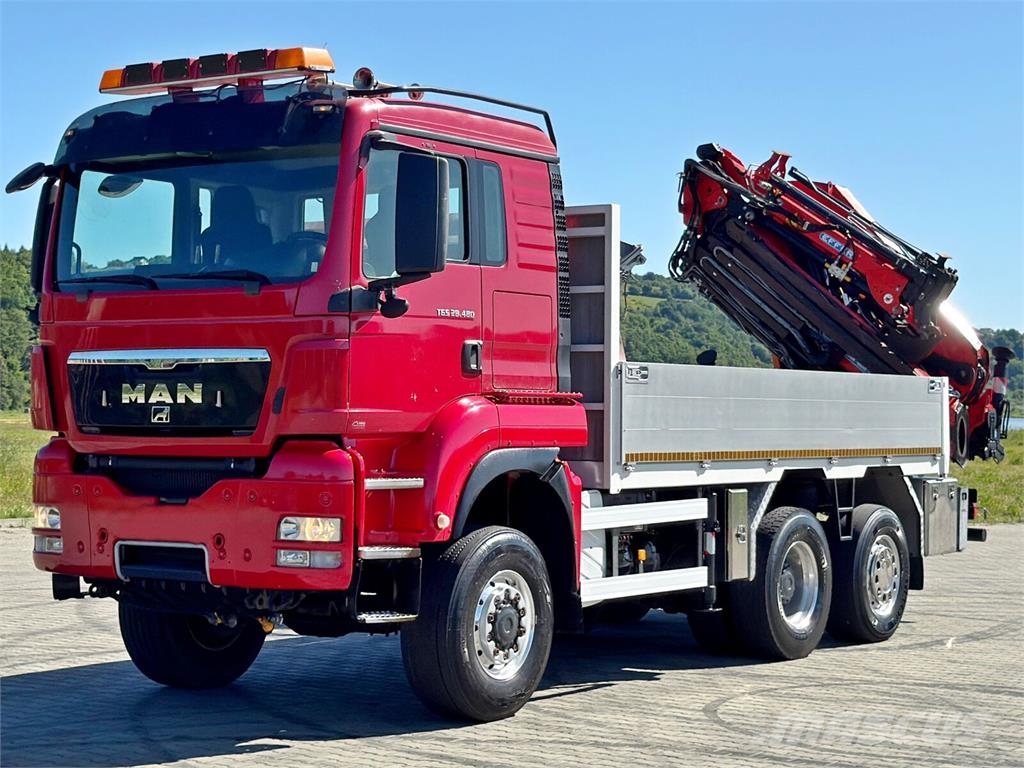 MAN TGS 28.480 * EFFER 255/5S + JIB 3S + FUNK * 6x4 * 플랫베드/드롭사이드 트럭