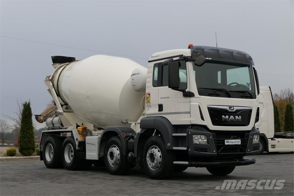 MAN TGS 32.420 / 8x4 / BETONOMIESZARKA / GRUSZKA 9 M3  شاحنات خرسانة