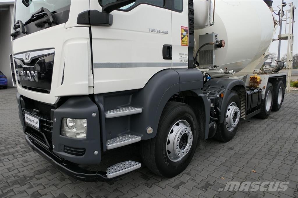 MAN TGS 32.420 / 8x4 / BETONOMIESZARKA / GRUSZKA 9 M3  شاحنات خرسانة