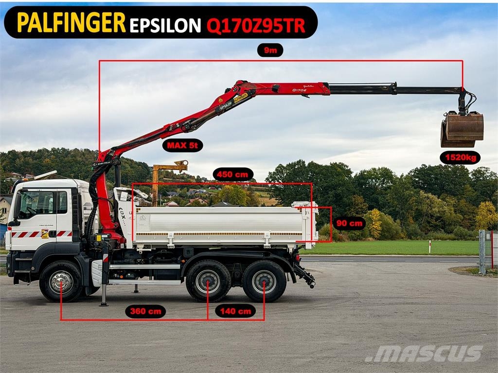 MAN TGS 33.440*KIPPER 4,50m+EPSILON Q170Z95 *6x4*TOP Гусеничные краны