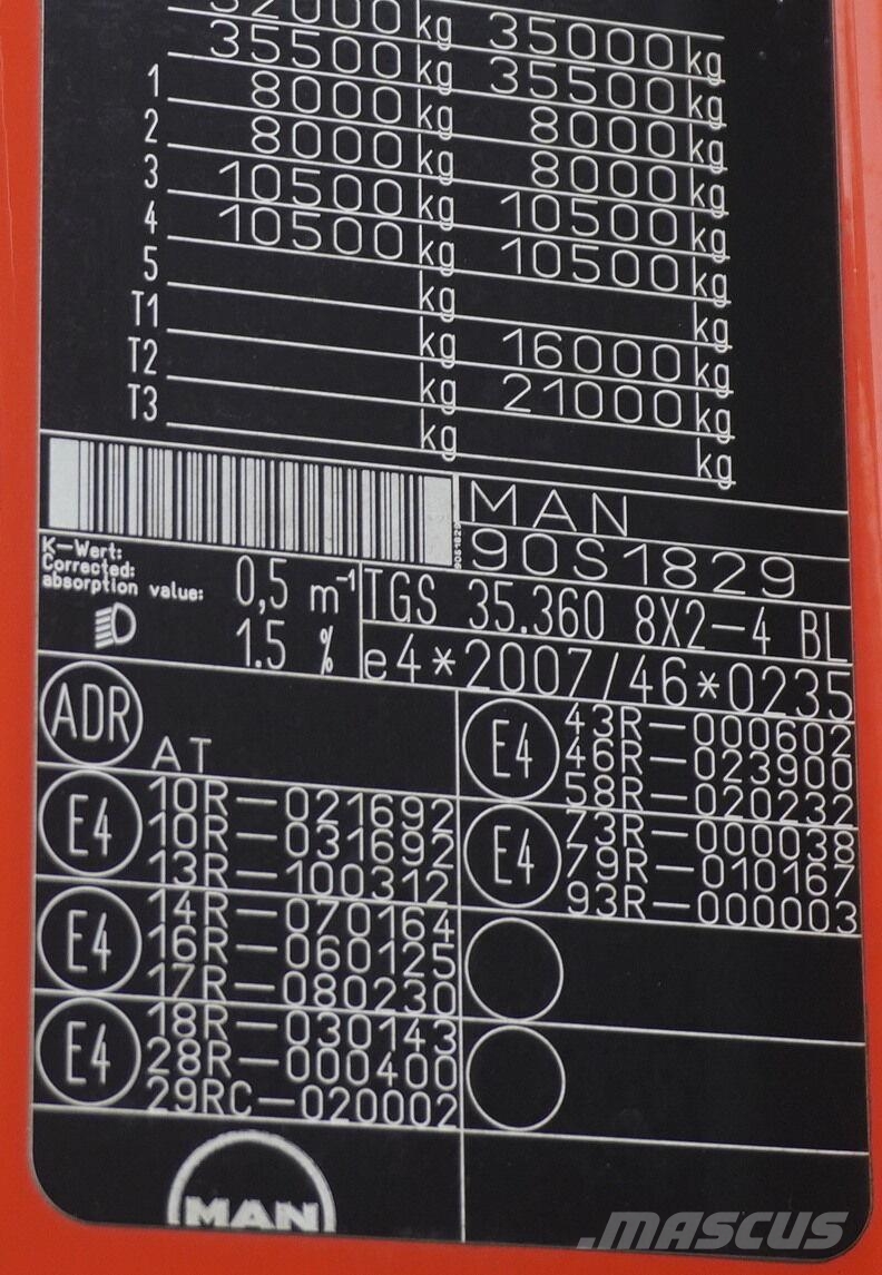 MAN TGS 35.360 E6 8×2 / FASSI F235A.2.22 crane / remot Οχήματα περισυλλογής