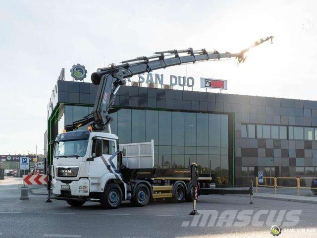 MAN TGS 35.480 8x4 HIAB 1055E-8 HiPro Crane FLY JIB شاحنات مسطحة/مفصلية الجوانب