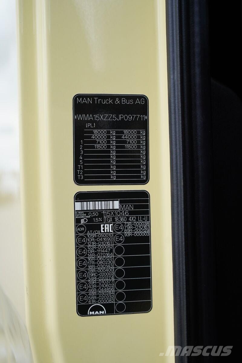 MAN TGX / 18.360 / ACC / E 6 / FIRANKA / 19 PALET / MA Tentautod