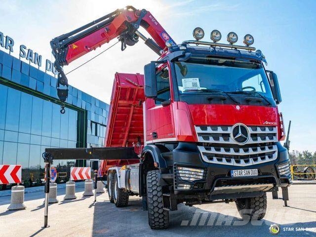 Mercedes-Benz AROCS 3345 6x6 HMF 3220 Winch Crane tipper Самоскиди