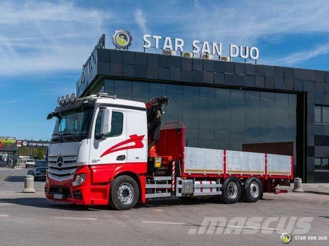 Mercedes-Benz Actros 2542 6x2 Palfinger PK 22002 EH Crane 平板栏板货车