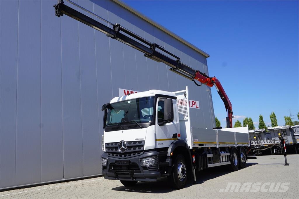 Mercedes-Benz Arocs 2536 6×2 / 200 tho. km / Fassi F195 crane /  平板栏板货车