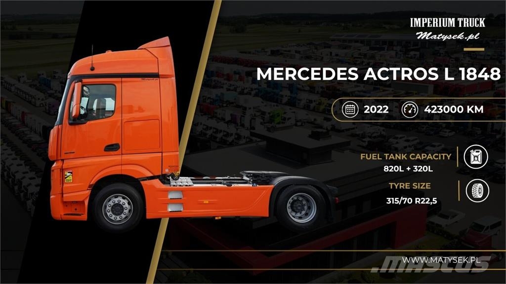 Mercedes-Benz ACTROS L 1848 / SALONKA / STREAM SPACE / OPONY 10 Sattelzugmaschinen