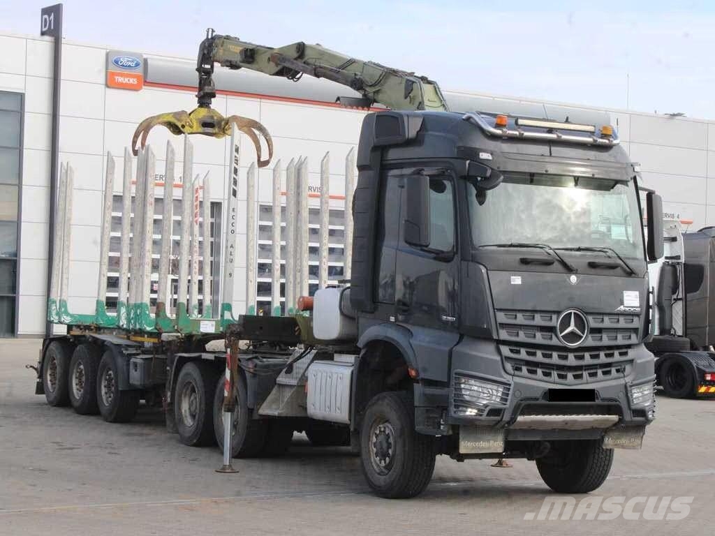Mercedes-Benz Arocs 3351 / 6x6 / LOGLIFT ET450 CRANE 목재 트럭