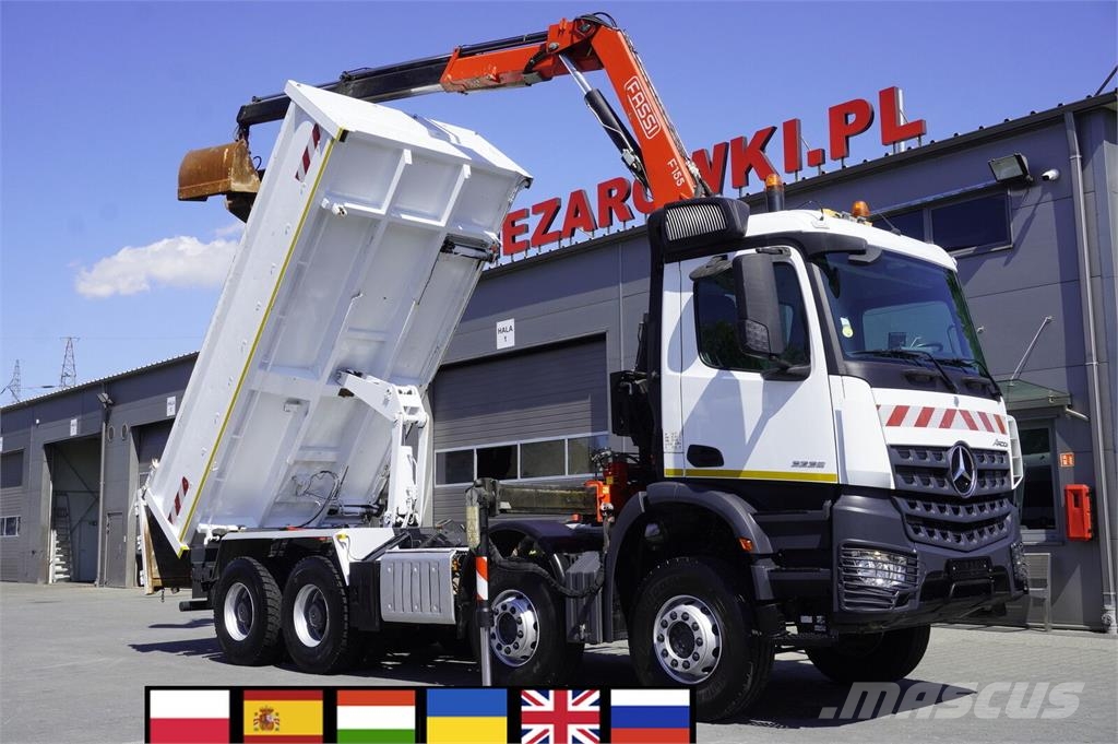 Mercedes-Benz Arocs 3236 8×4 / Crane Fassi F155A.0.22 / remote c Bañeras basculantes usadas