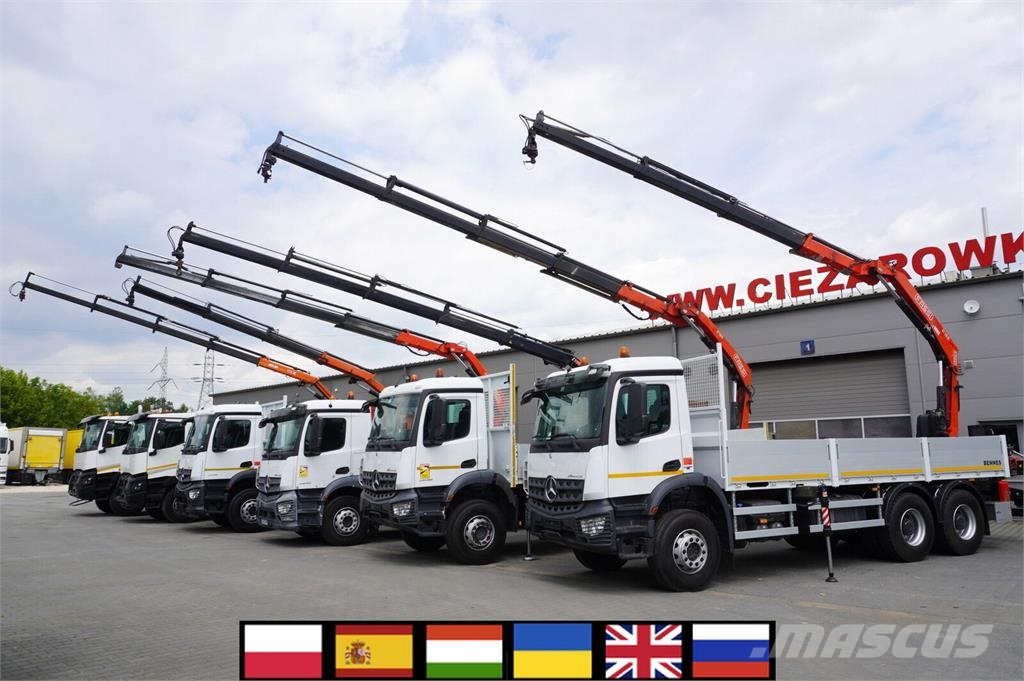Mercedes-Benz Arocs 2536 6×2 / 200 tho. km / Fassi F195 crane /  平板栏板货车