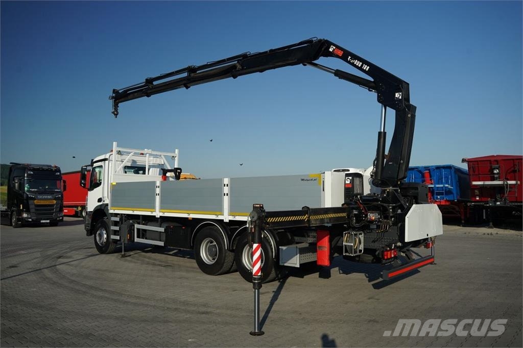 Mercedes-Benz AROCS 2636 / 6x4 / SKRZYNIOWY 7.6 M + HDS HIAB 188 平板栏板货车