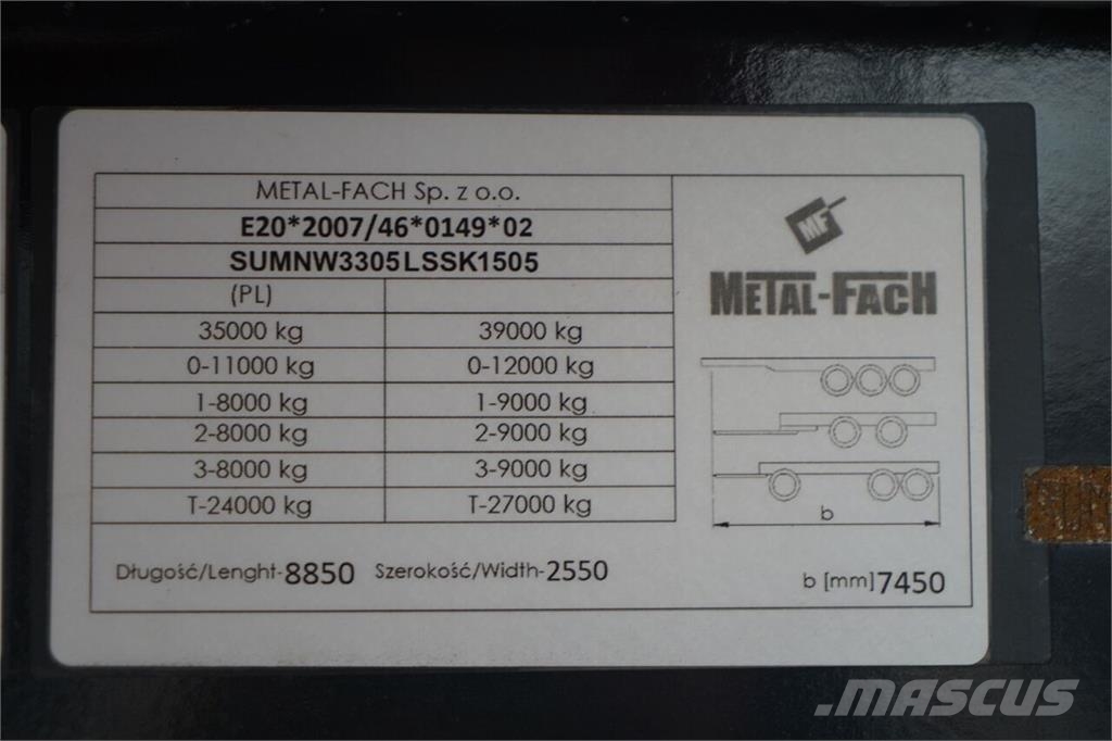 Metal-Fach WYWROTKA 25 m3 / ALUMINIOWA / OŚ PODNOSZONA / 5 1 Kippers