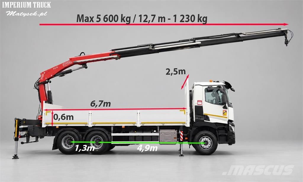 Renault C 380 / 6x4 / SKRZYNIOWY 6,7 m / + HDS FASSI F215A Kamioni sa otvorenim sandukom
