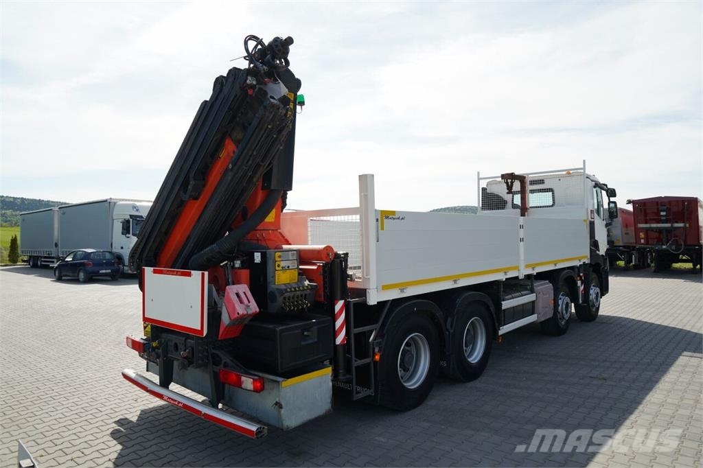 Renault C 430 / 8x4 / SKRZYNIOWY 7 M + HDS PALFINGER 33002 平板栏板货车