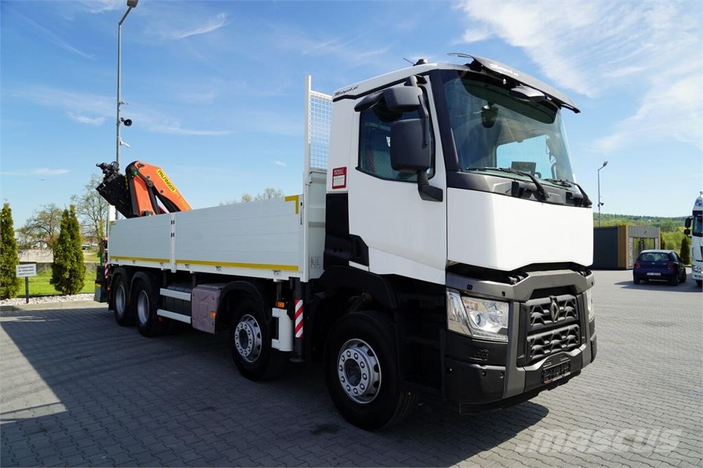 Renault C 430 / 8x4 / SKRZYNIOWY 7 M + HDS PALFINGER 33002 平板栏板货车